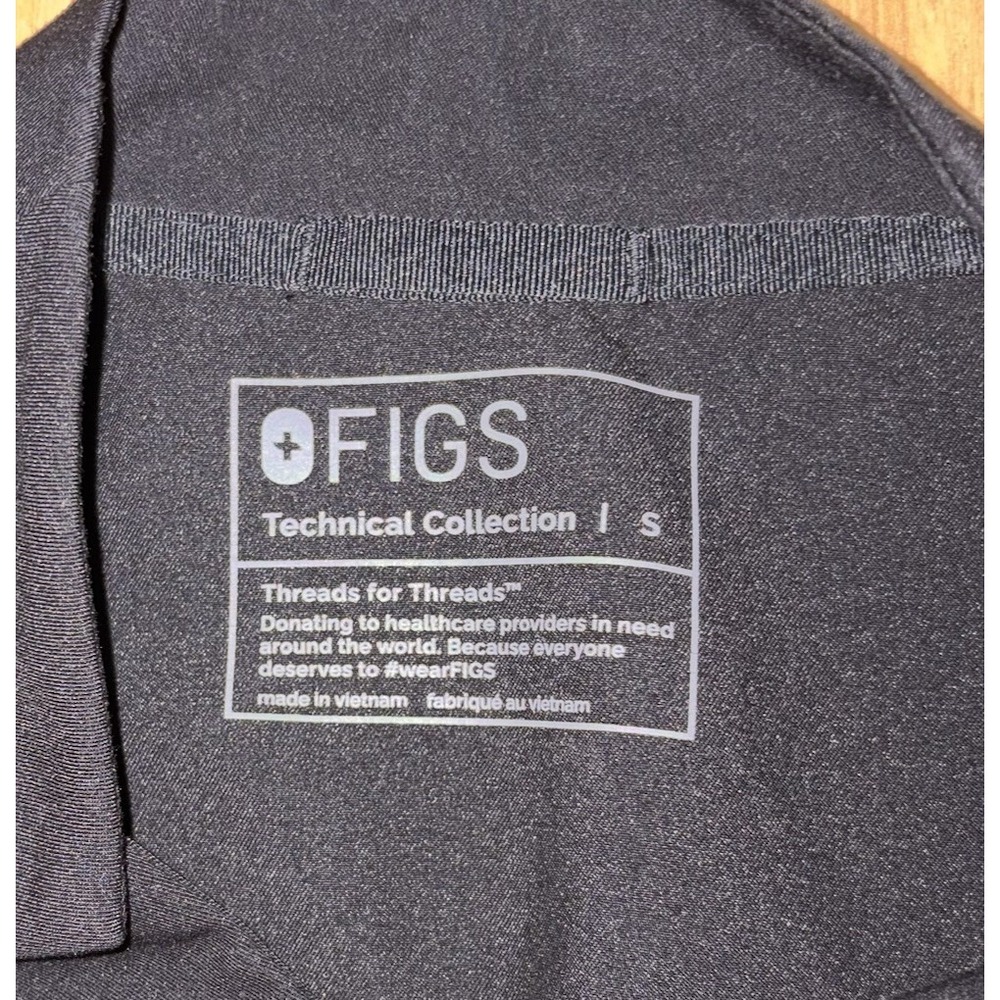 FIGS Black Inala Slim Scrub Top Mandarin Collar 3 Pocket Women's Small Onyx - Picture 6 of 8